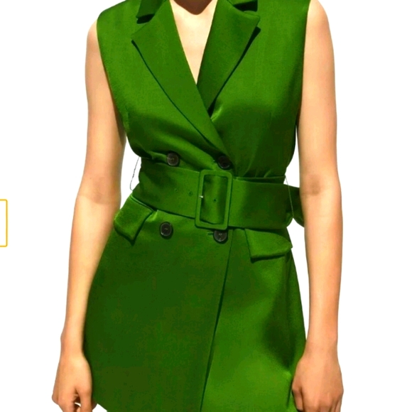 Nwt Zara Green Belted Vest Wbelt 